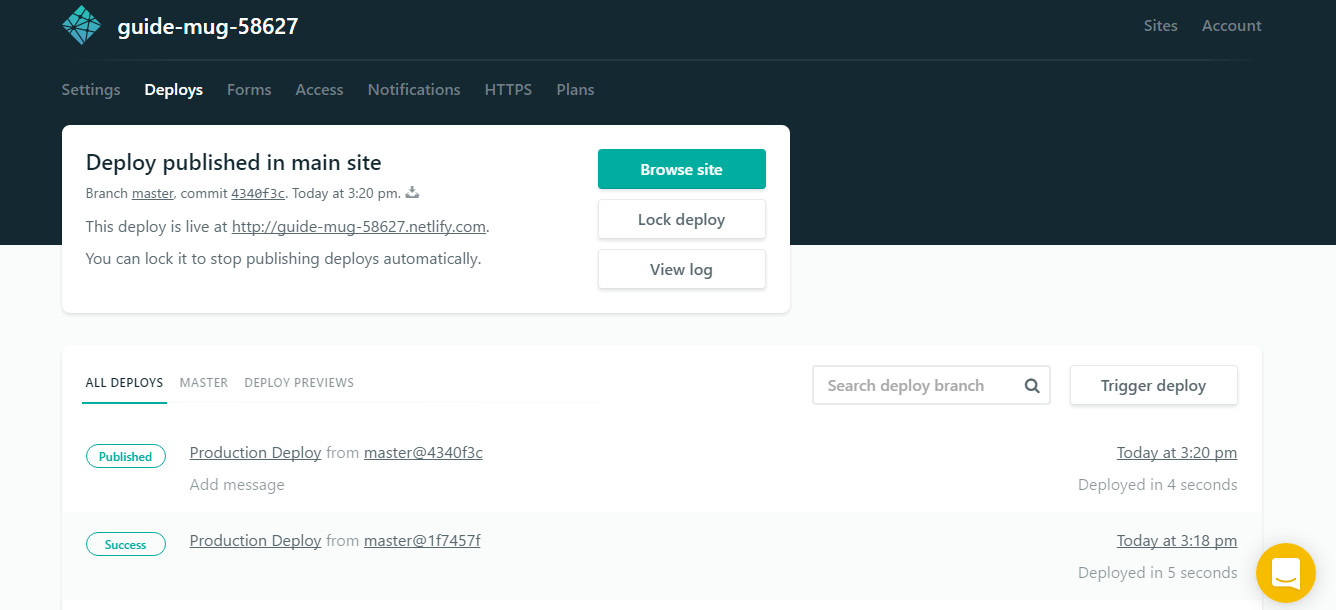New deployment in deploy page